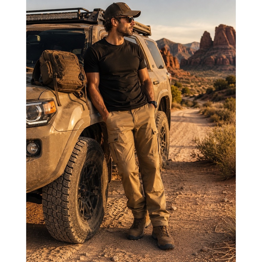 Tactical Series Mens Cargo Pants Khaki Tan Outdoor Hiking Utility Size L-33